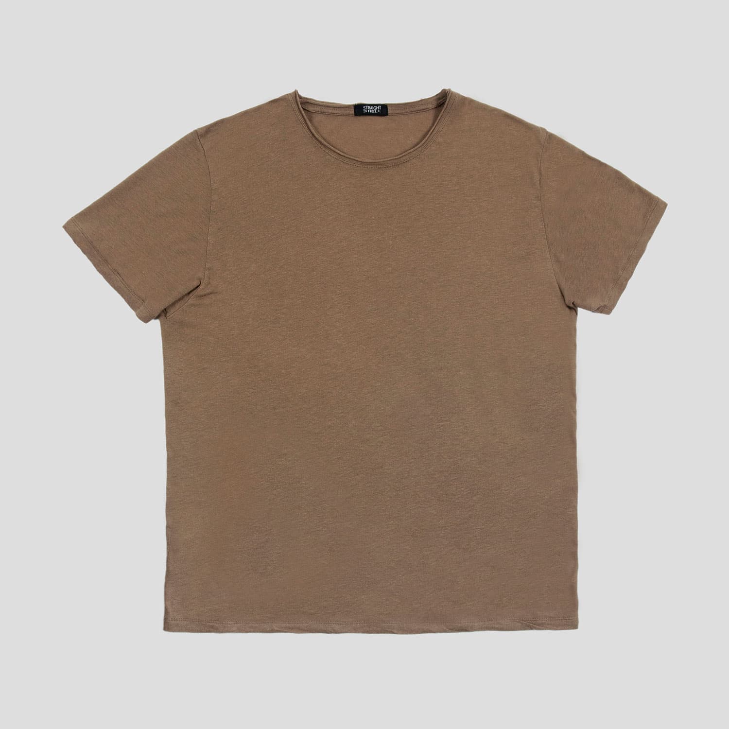 Dodge – Brown Linen T-Shirt with Raw Neck