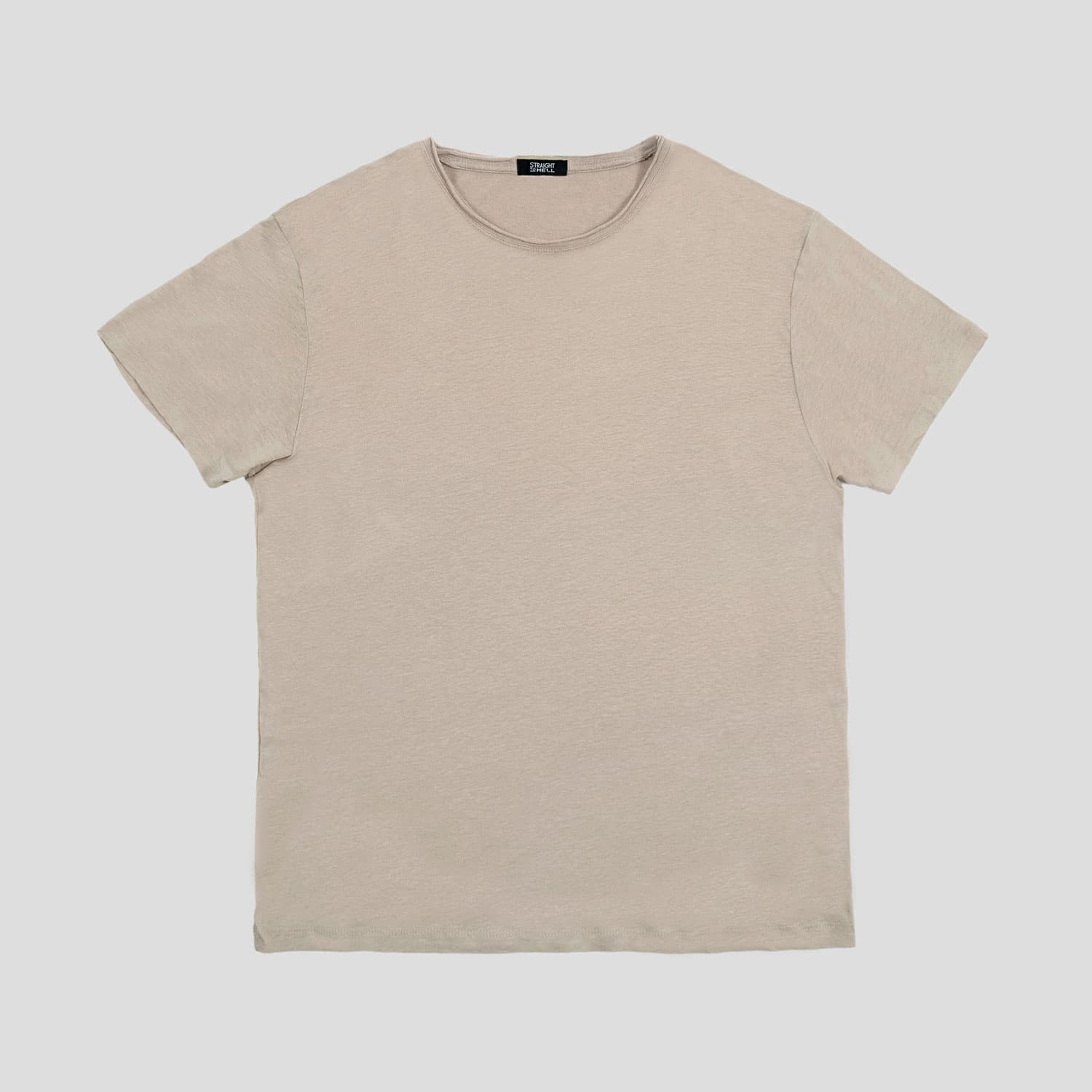 Dodge – Oatmeal Linen T-Shirt with Raw Neck