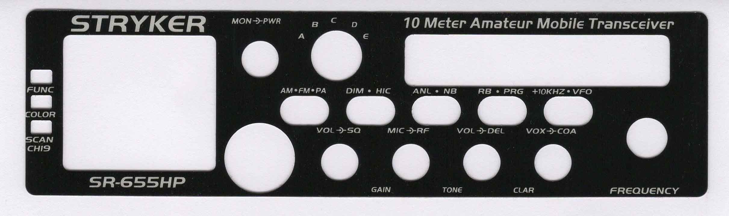 Replacement Black Face Plate for SR-655HPC 10 Meter Radios