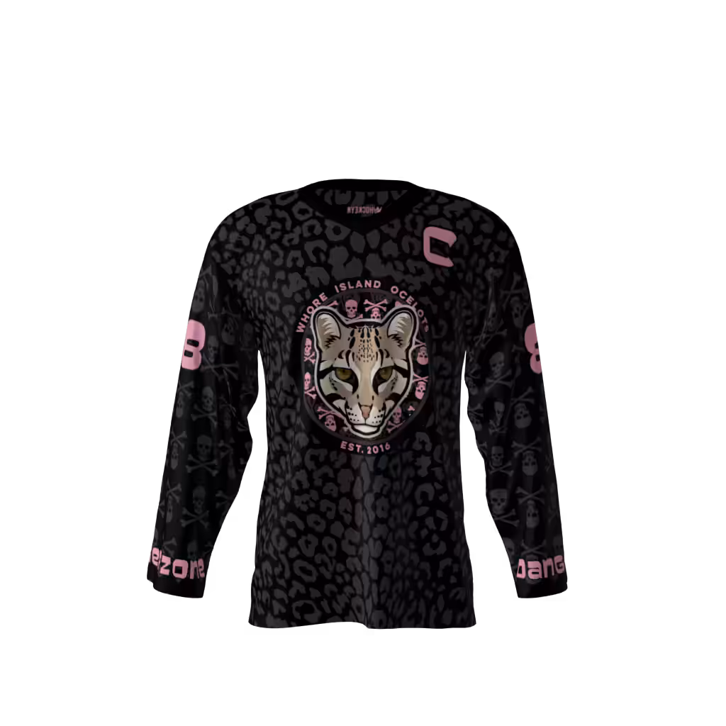 Whore Island Ocelots Black Hockey Jersey