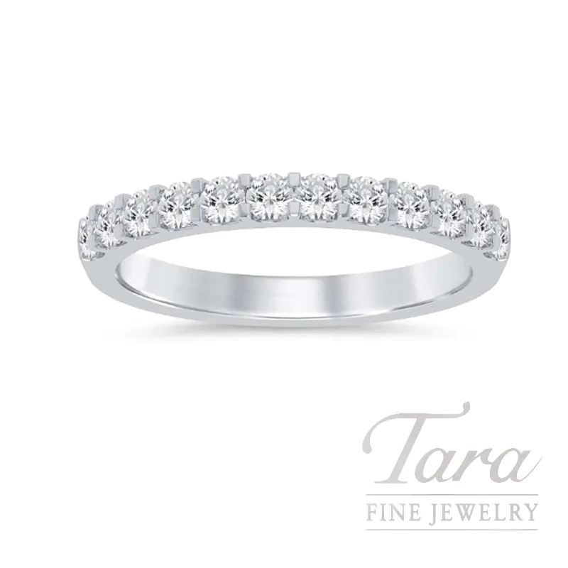 18K White Gold Diamond Band with 12 Round Diamonds &amp; Hidden Diamond | 0.25 TDW