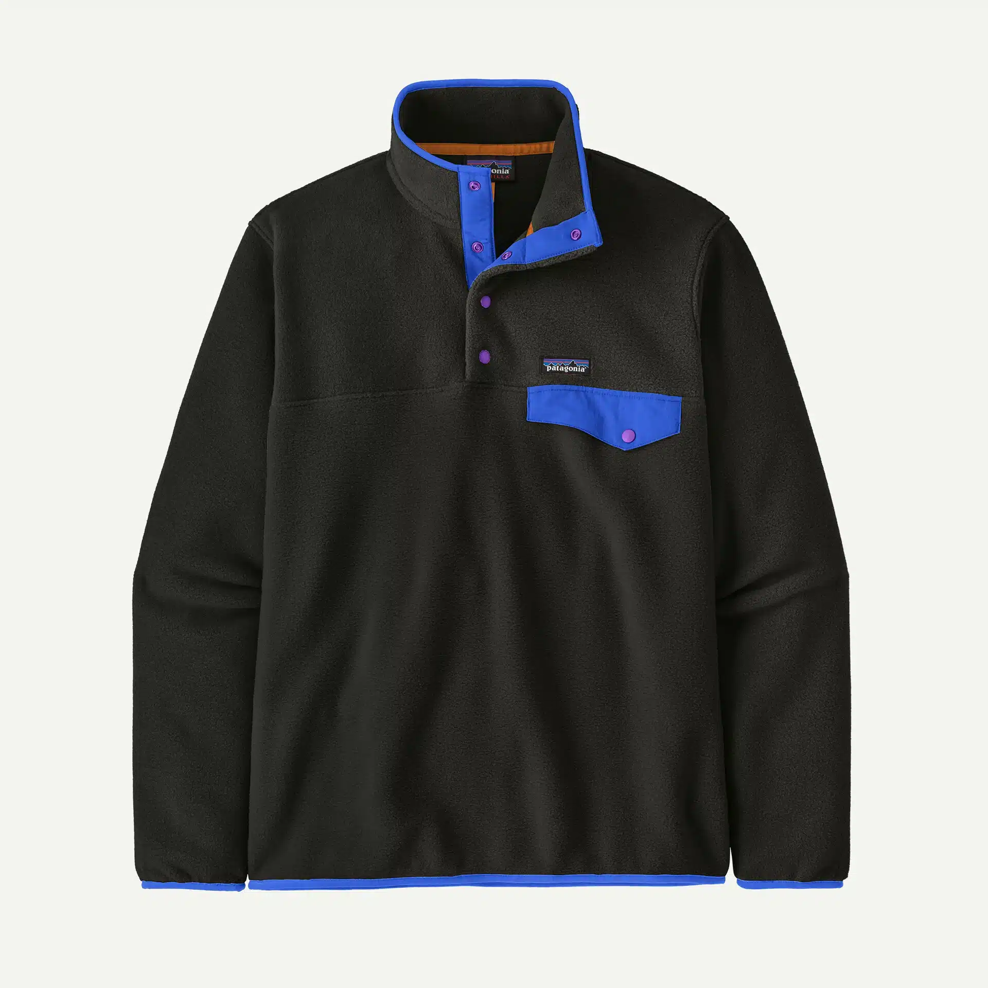 Patagonia Lightweight Synchilla Snap-T Fleece Pullover Black w/P6 Blue