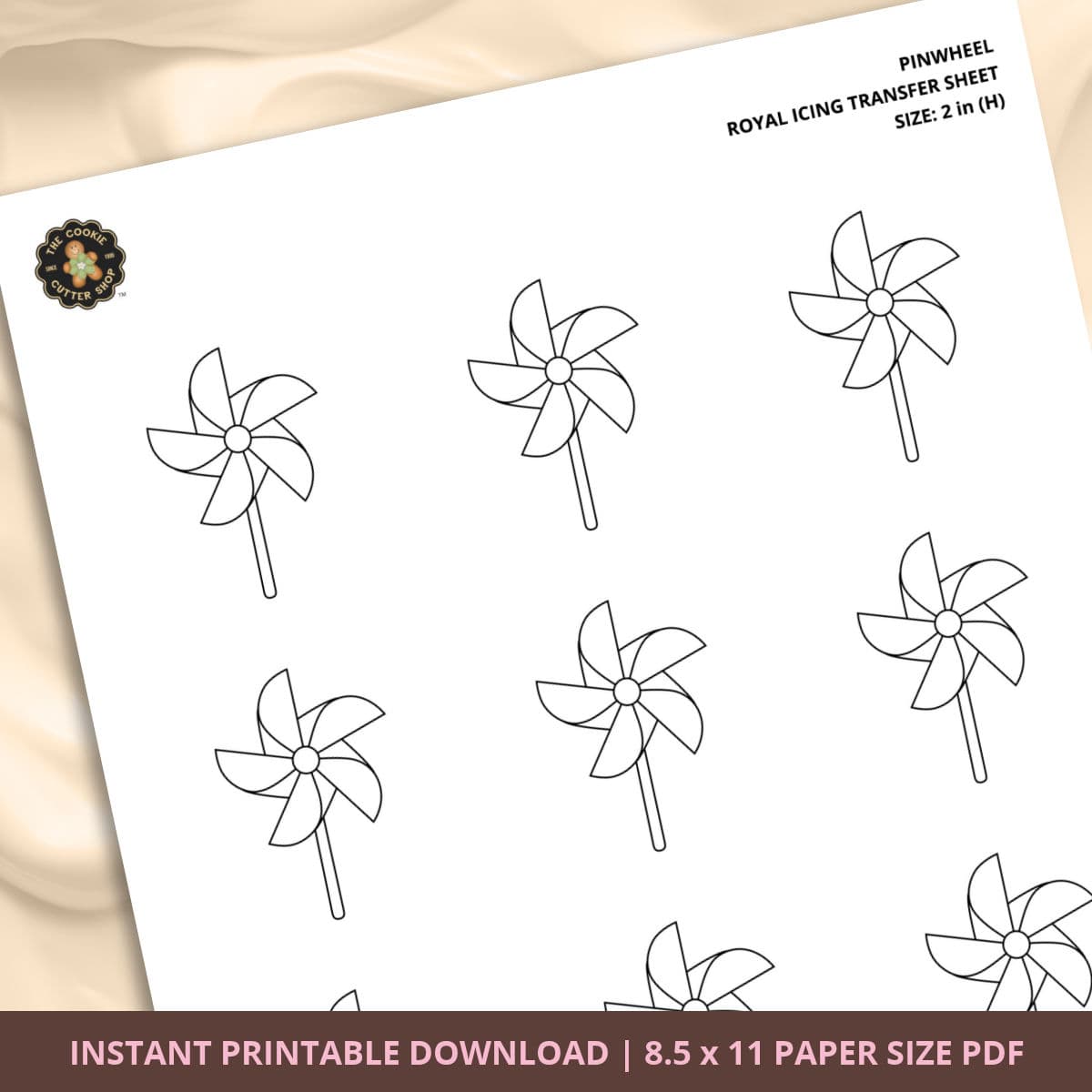 Pinwheel Royal Icing Transfer (3 sizes) Digital Download - thumbnail 3