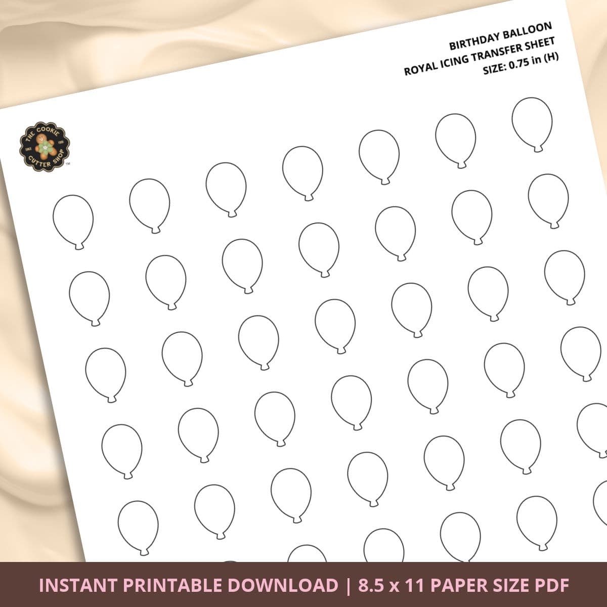 Birthday Balloon Royal Icing Transfer (4 sizes) Digital Download - thumbnail 2