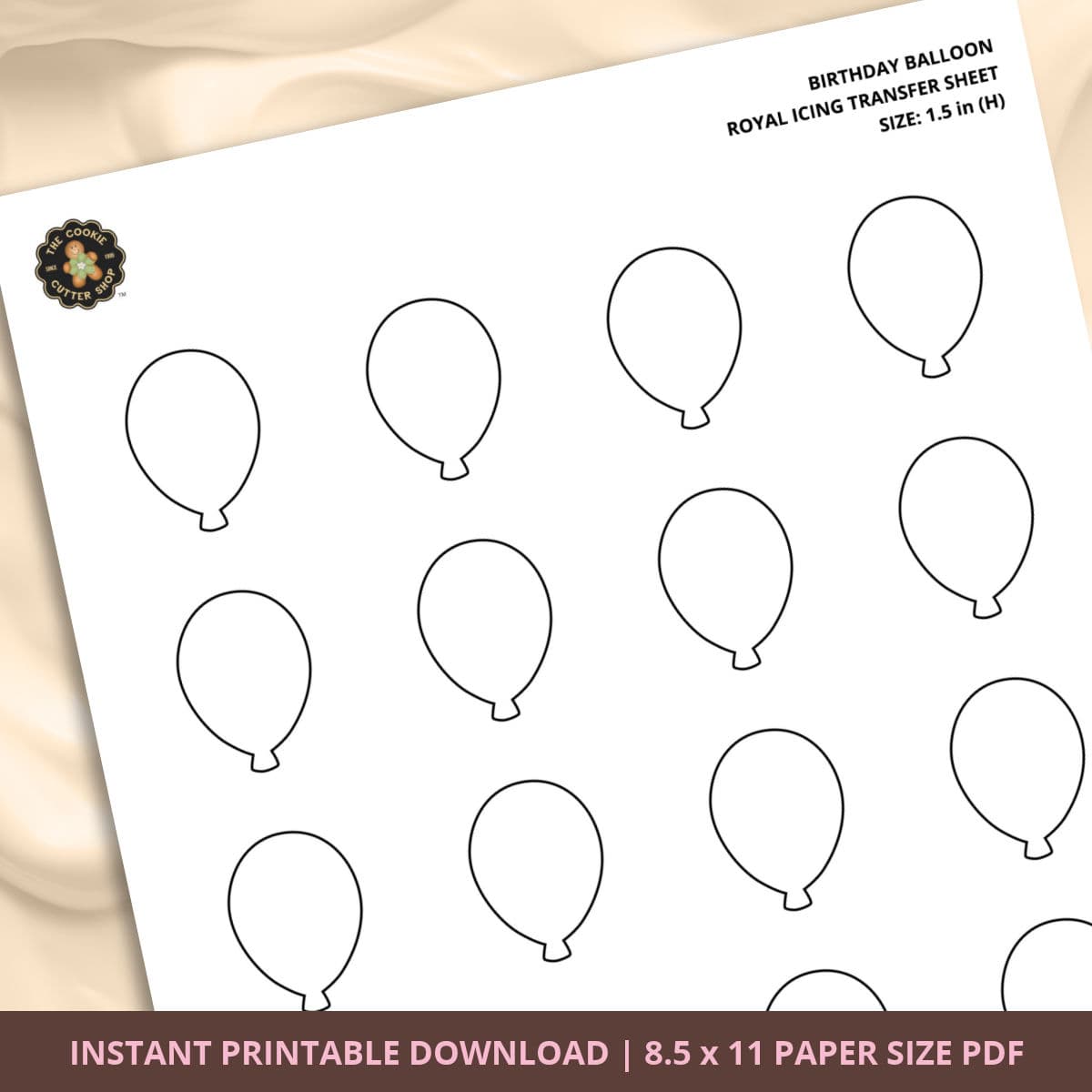 Birthday Balloon Royal Icing Transfer (4 sizes) Digital Download - thumbnail 3