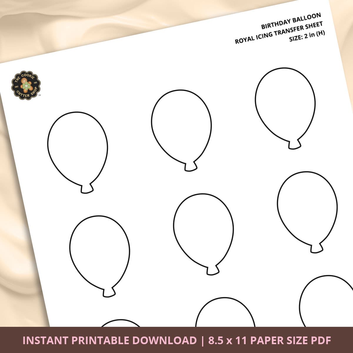 Birthday Balloon Royal Icing Transfer (4 sizes) Digital Download - thumbnail 4