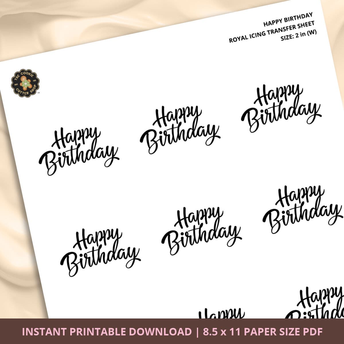 Happy Birthday Royal Icing Transfer (4 sizes) Digital Download - thumbnail 4