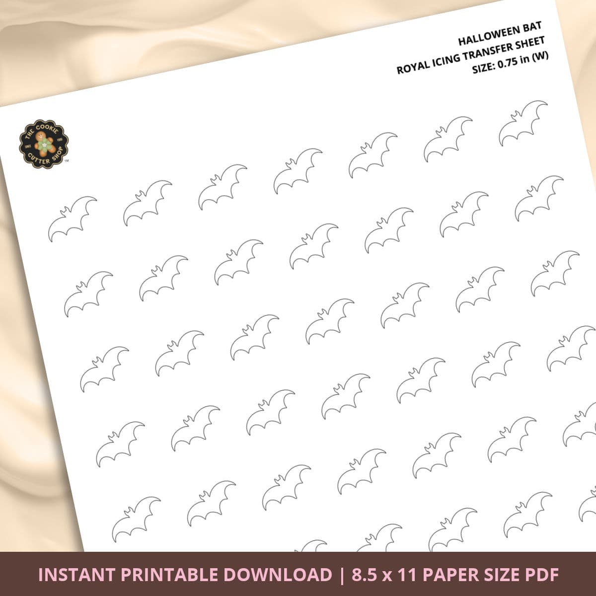 Halloween Bat Royal Icing Transfer (3 sizes) Digital Download - thumbnail 2