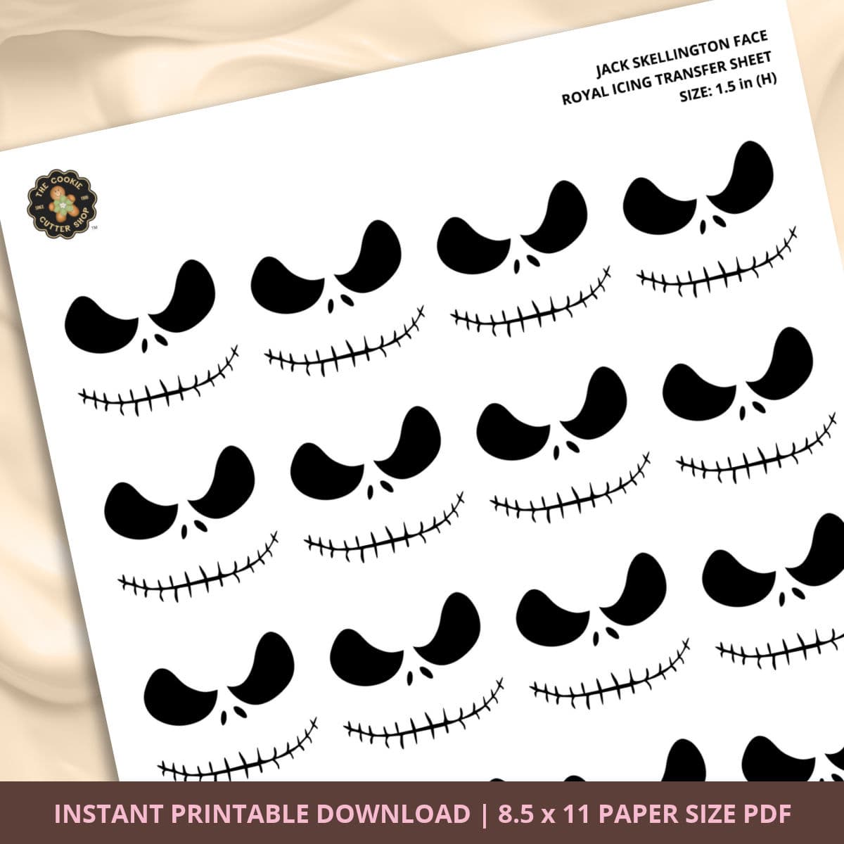 Jack Skull Face Royal Icing Transfer (3 sizes) Digital Download - thumbnail 2