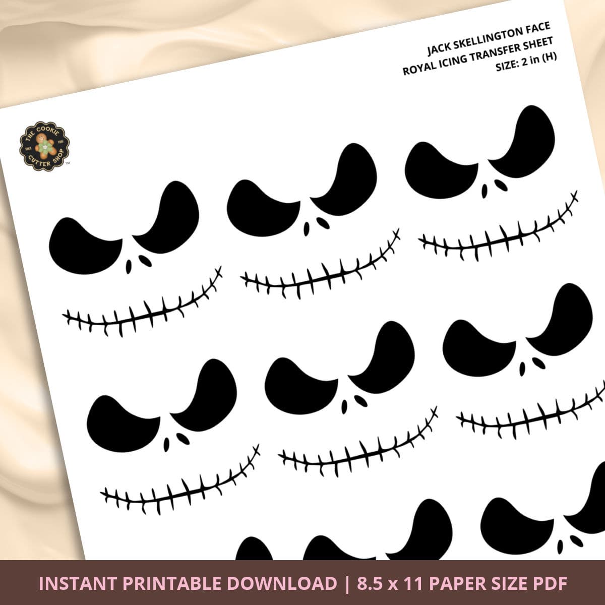 Jack Skull Face Royal Icing Transfer (3 sizes) Digital Download - thumbnail 3