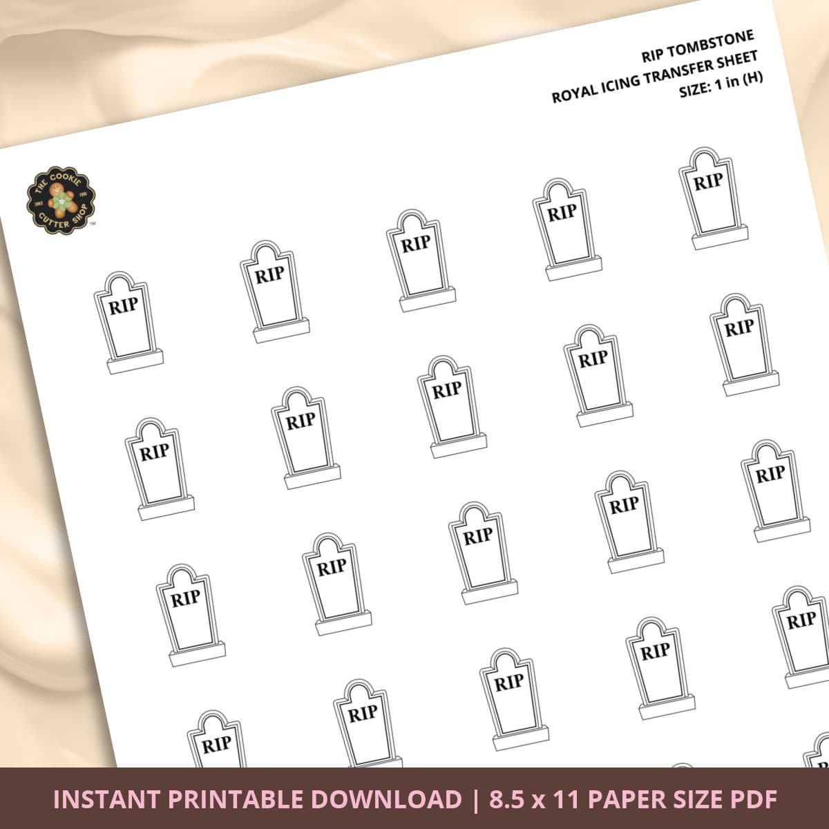RIP Tombstone Royal Icing Transfer (3 sizes) Digital Download