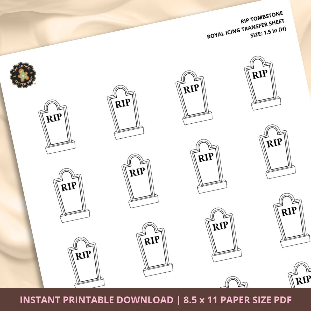 RIP Tombstone Royal Icing Transfer (3 sizes) Digital Download - thumbnail 2