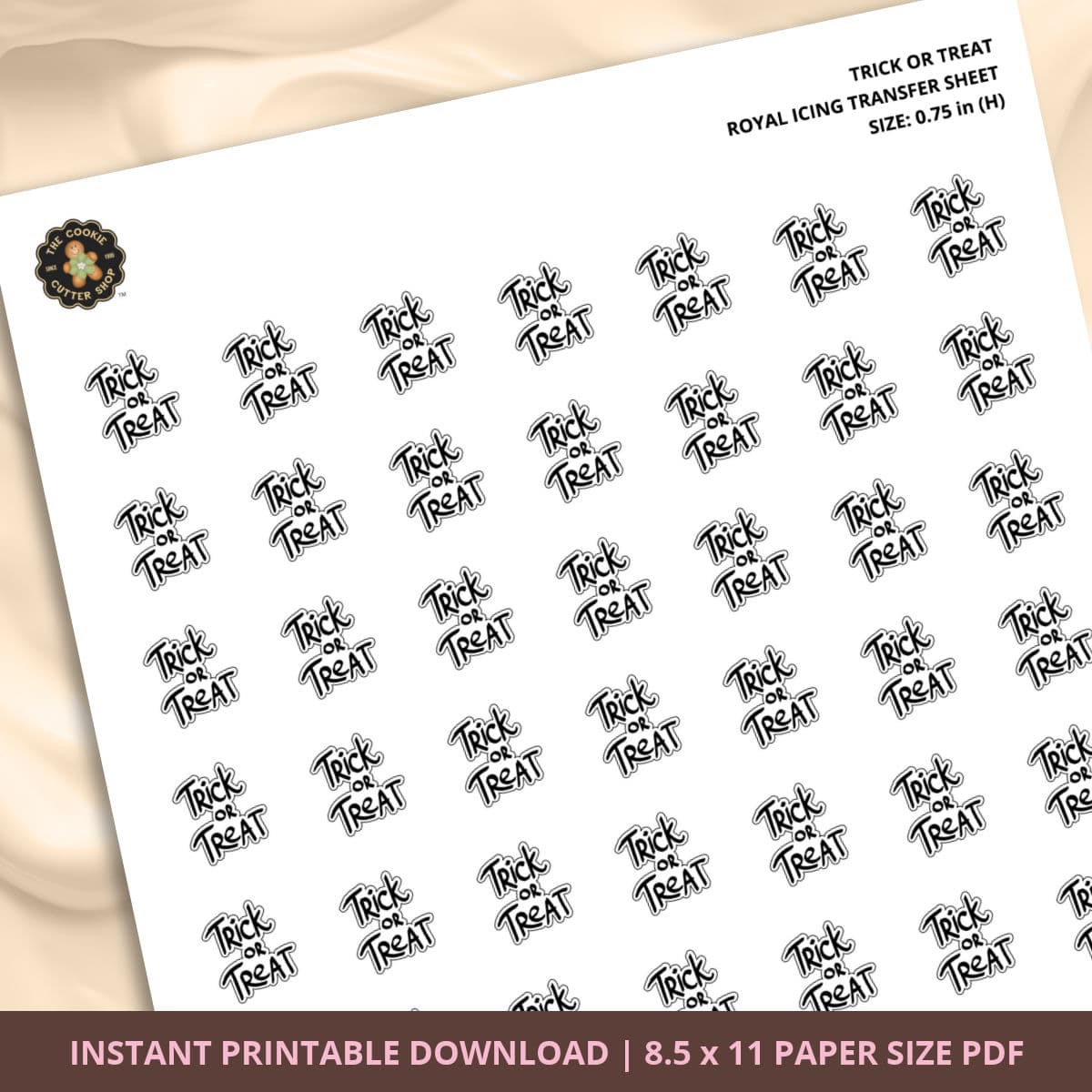 Trick or Treat Royal Icing Transfer (4 sizes) Digital Download - thumbnail 2