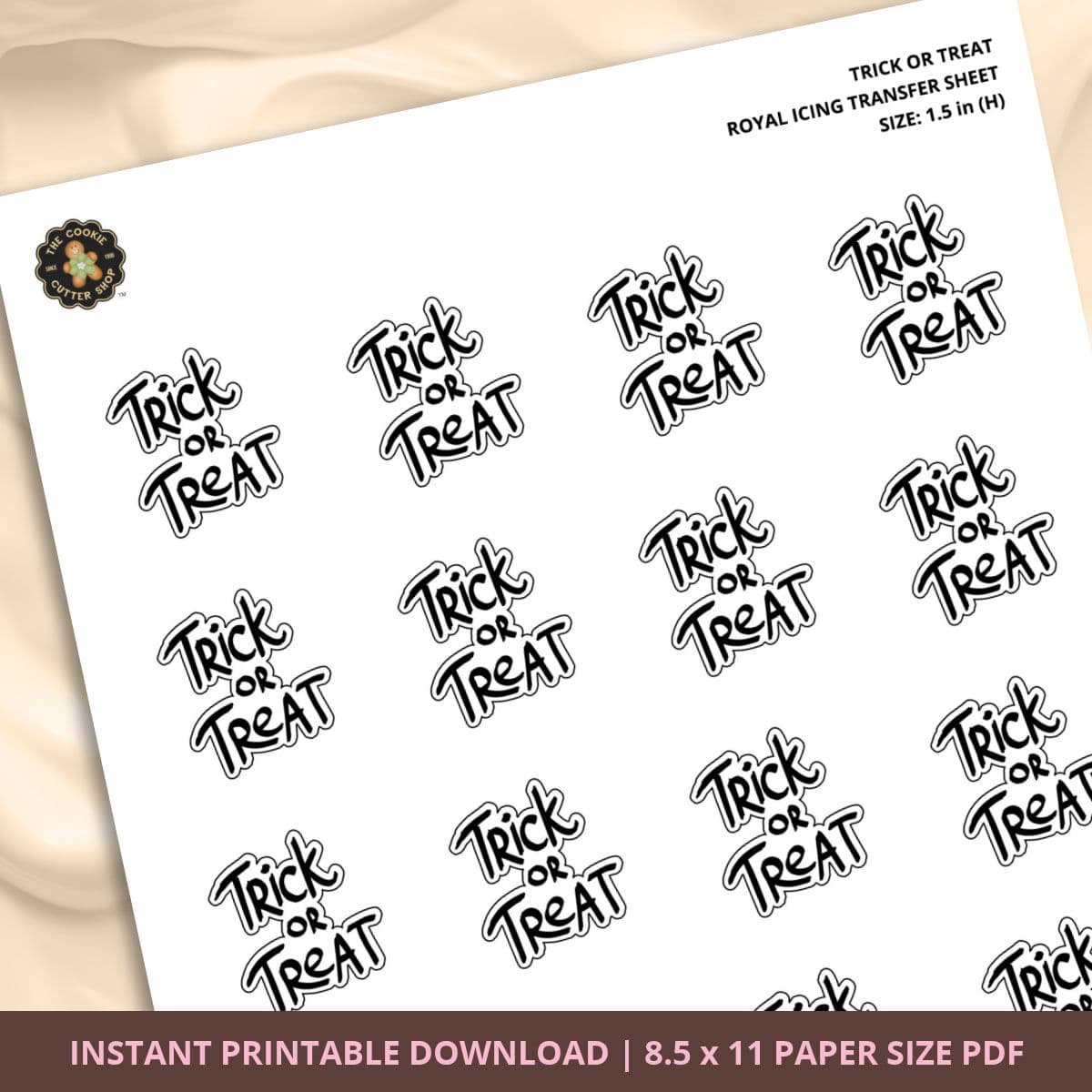 Trick or Treat Royal Icing Transfer (4 sizes) Digital Download - thumbnail 3