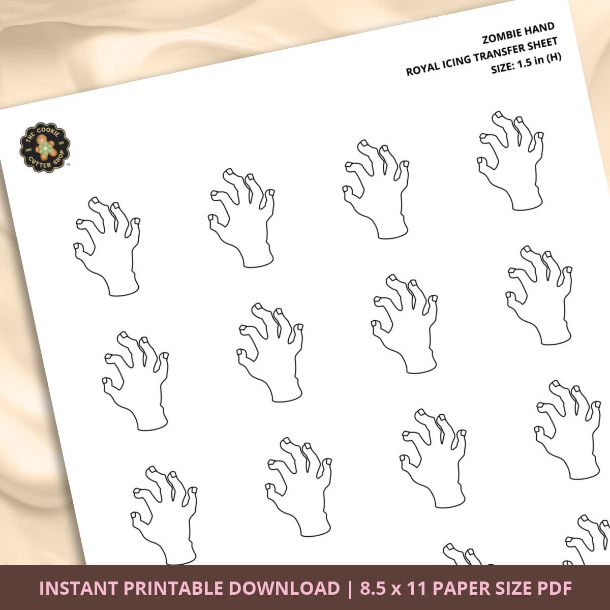 Zombie Hand Royal Icing Transfer (3 sizes) Digital Download - thumbnail 3