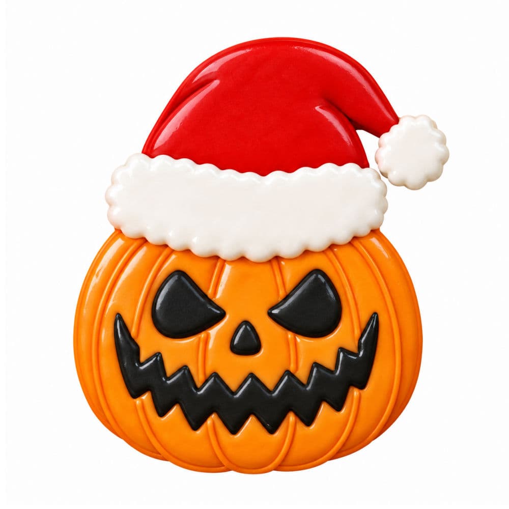 Pumpkin with Santa Hat Royal Icing Transfer (3 sizes) Digital Download - thumbnail 5
