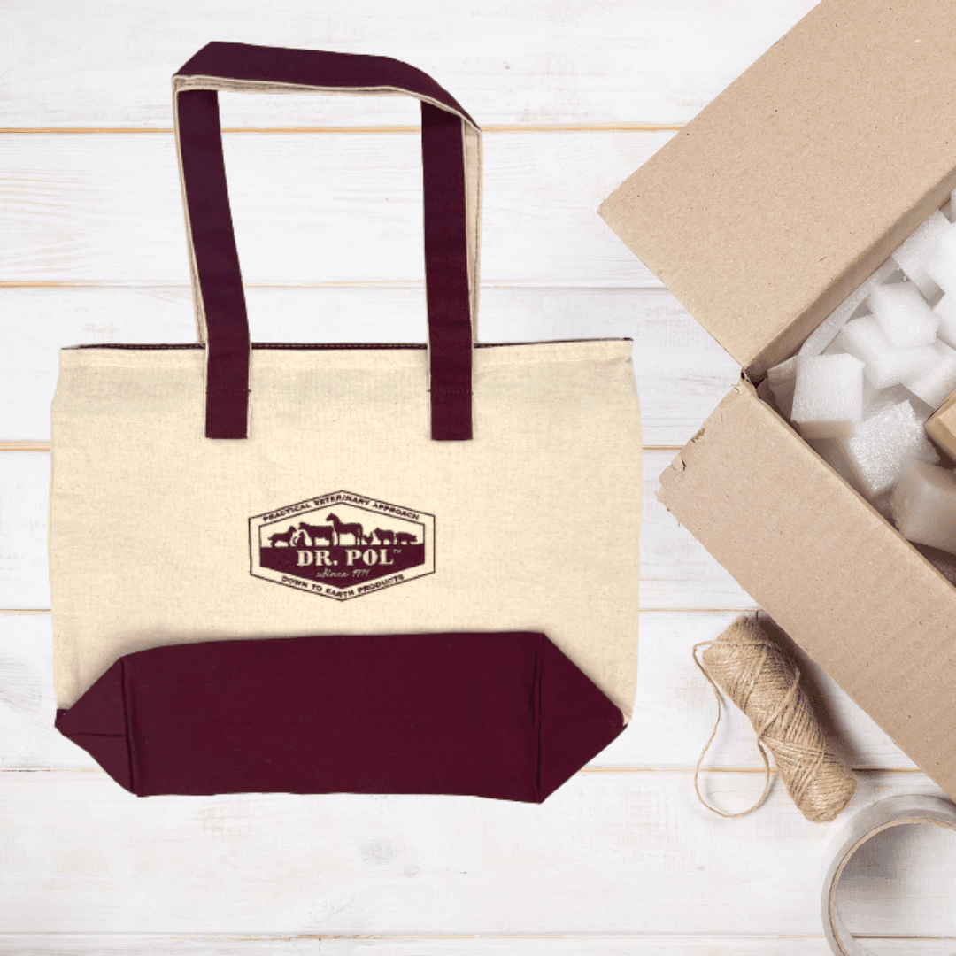 Dr. Pol Embroidered Logo Zippered Tote – Maroon