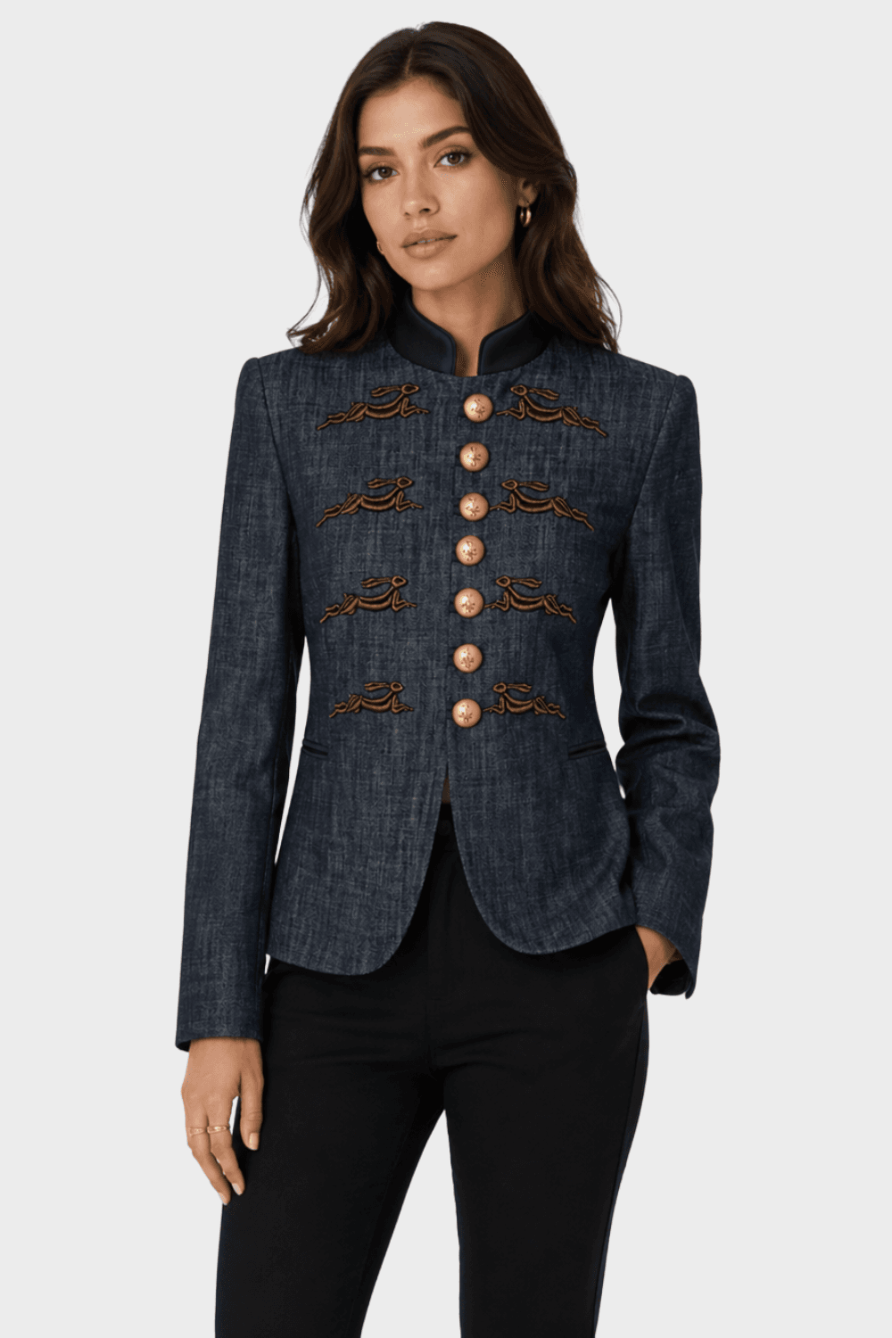 Star Rabbit Embroidery Denim Blazer - thumbnail 3