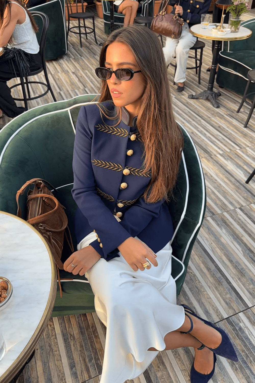 Renata Gold Embroidered Navy Short Blazer – Limited Edition - thumbnail 3