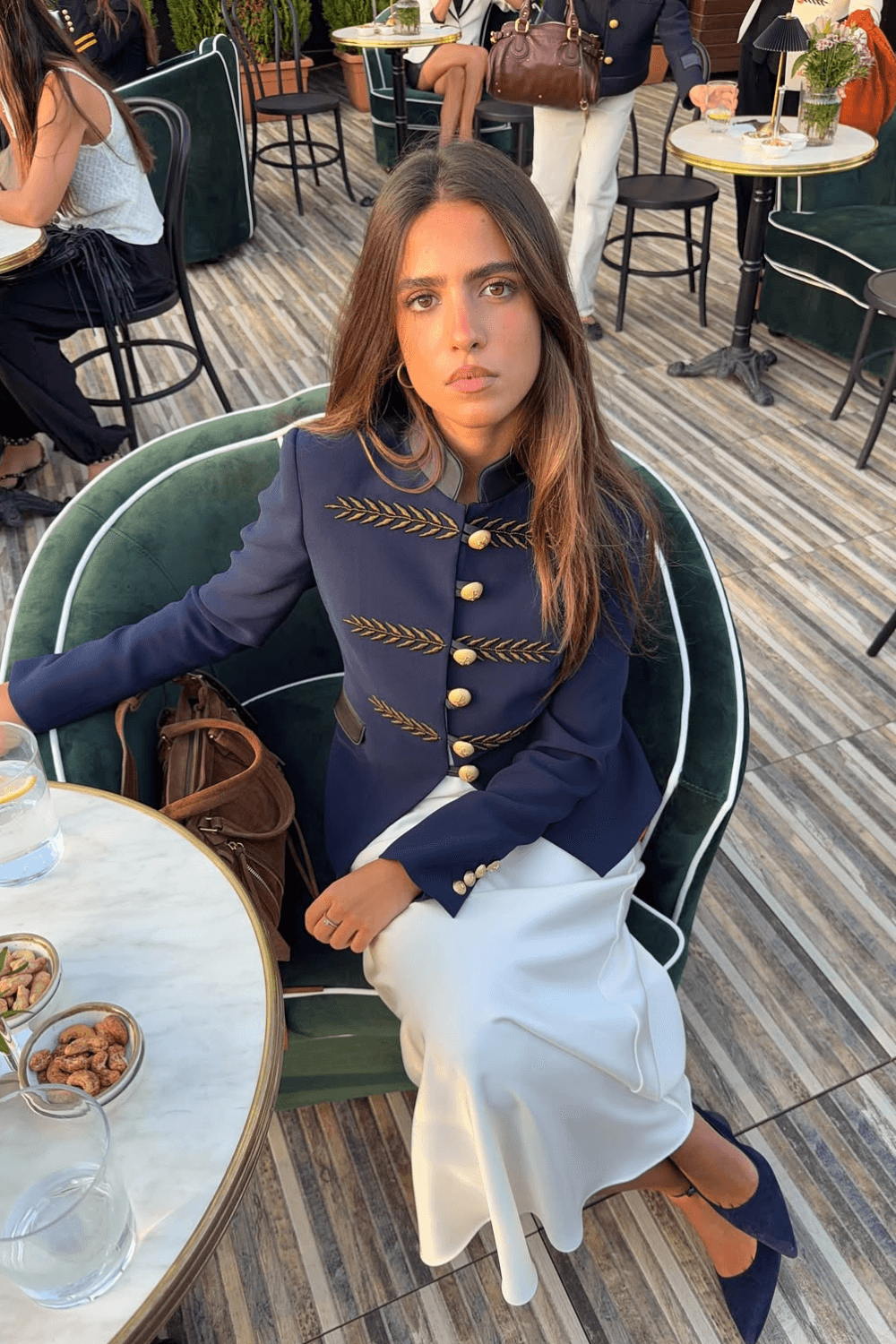 Renata Gold Embroidered Navy Short Blazer – Limited Edition