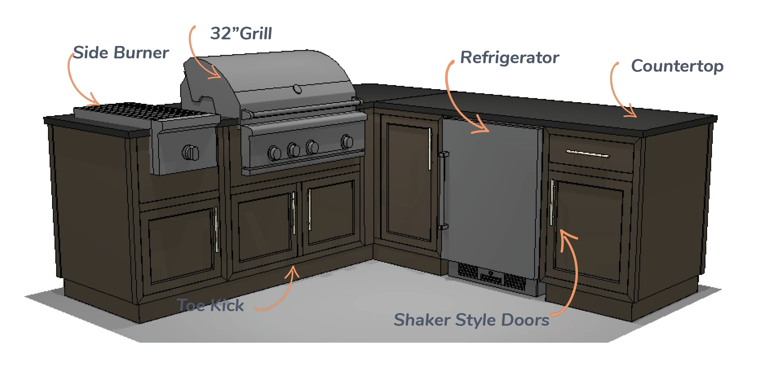 Challenger 8 Foot L Shape Deluxe Custom Outdoor Kitchen