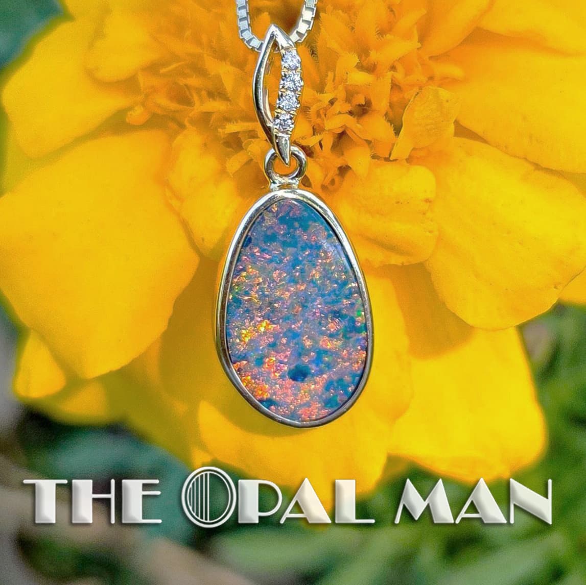 Maple Leaves Australian Opal Doublet 14K Yellow Gold Pendant – 424-00490