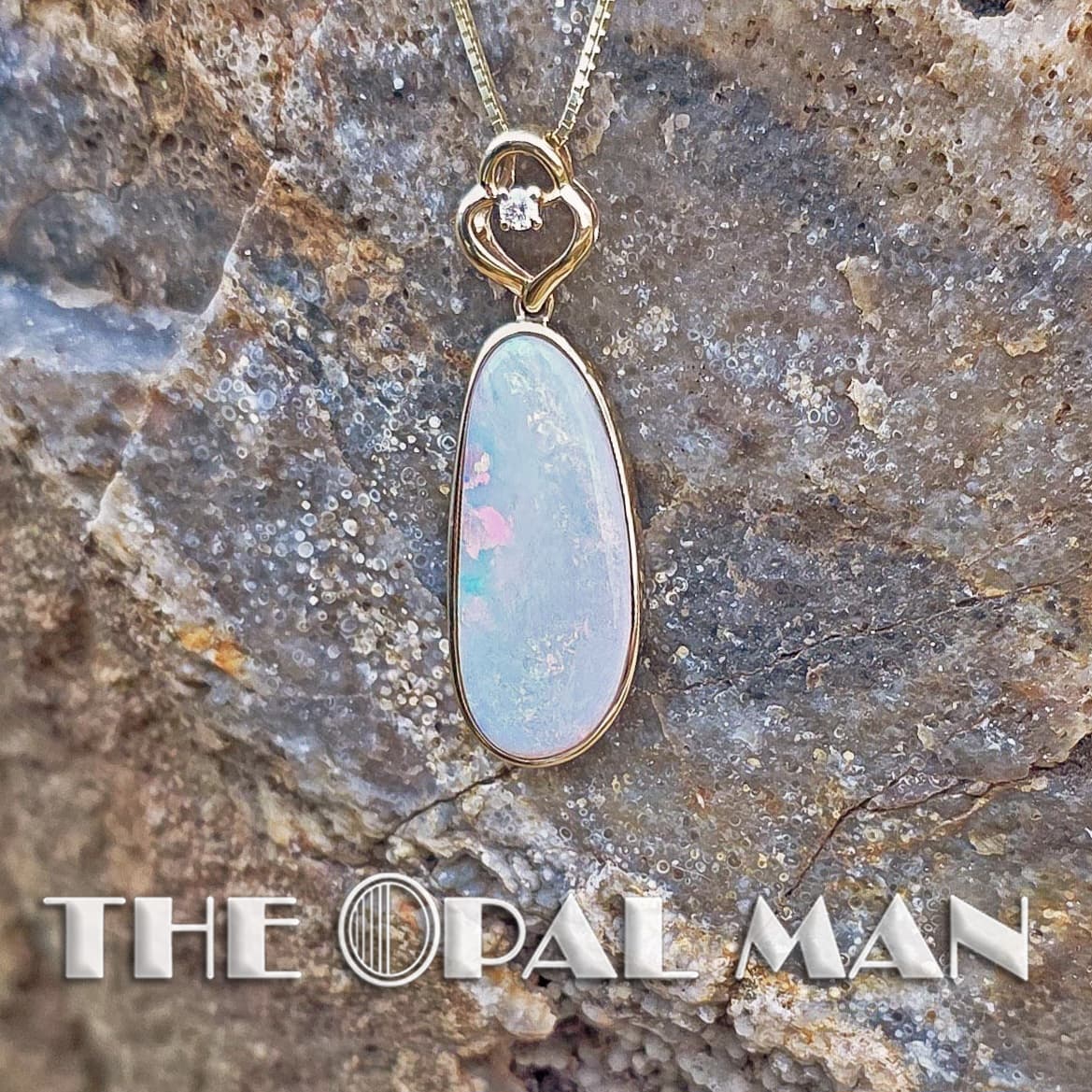 Celestial Drift Australian Crystal Opal 14K Yellow Gold Pendant – 424-00444