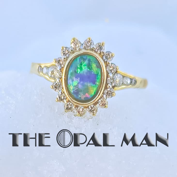 Celestial Gardens Australian Opal Doublet 18K Yellow Gold Ring – 421-00359