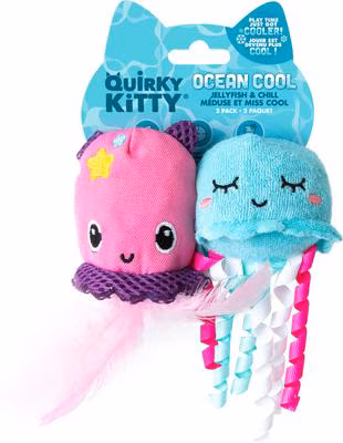 Quirky Kitty Ocean Cool Catnip Filled Jellyfish & Chill Cat Toy – 2 pk.