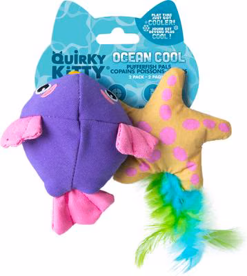 Quirky Kitty Ocean Cool Catnip Filled Pufferfish Pals Cat Toy – 2 pk.