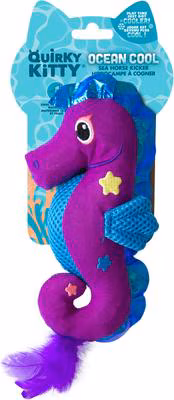 Quirky Kitty Ocean Cool Catnip Filled Sea Horse Kicker Toy