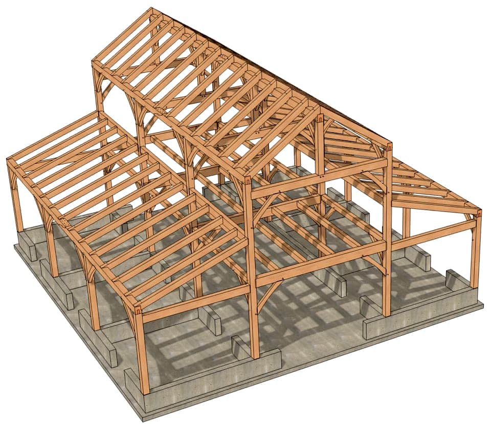 40×42 Timber Frame Horse Barn Plan - thumbnail 6