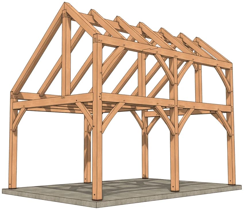 16×24 Timber Frame Saltbox Plan