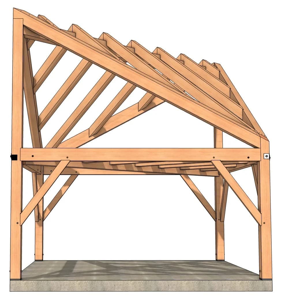 16×16 Funky Timber Frame Cabin Plan