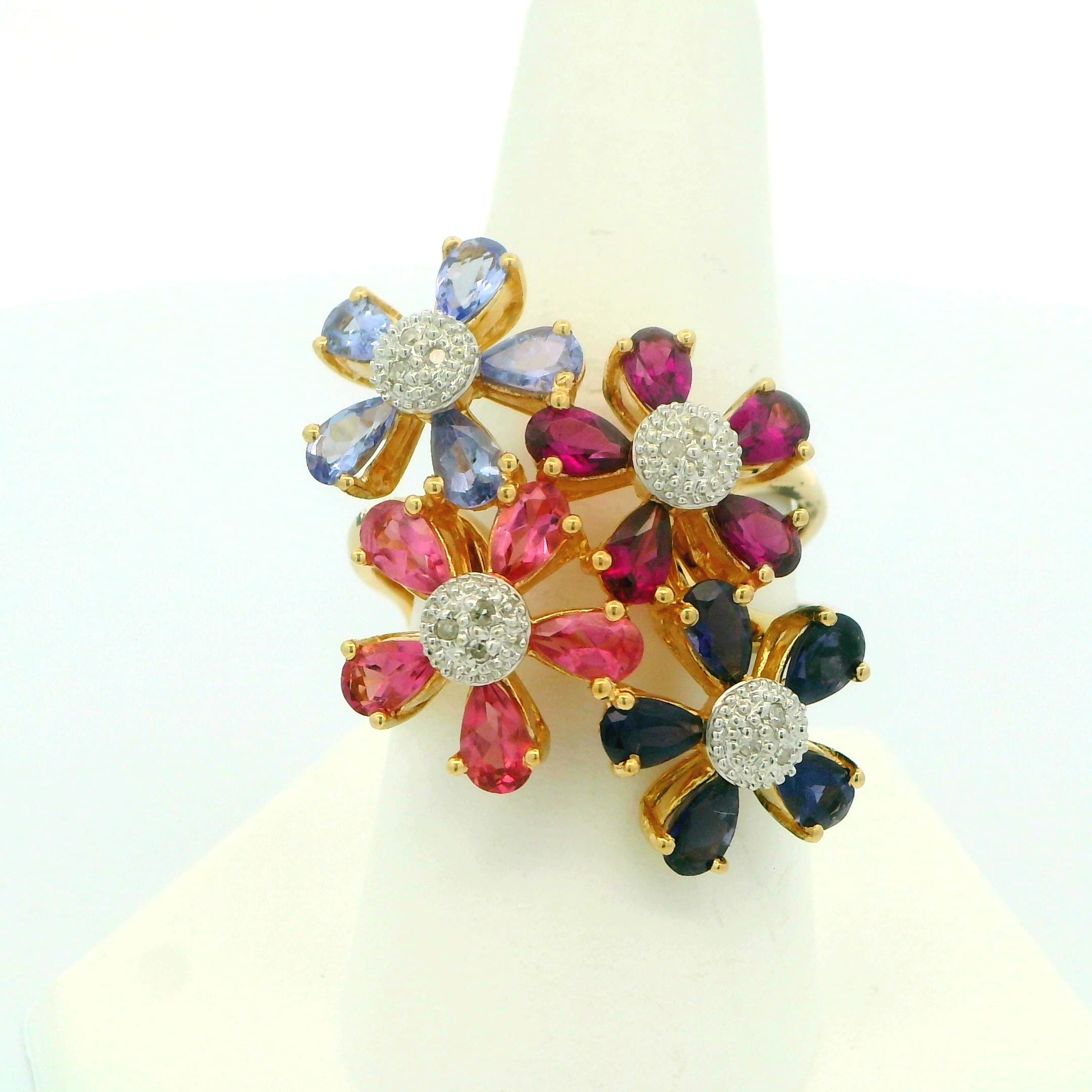 14K Cluster Floral Ring