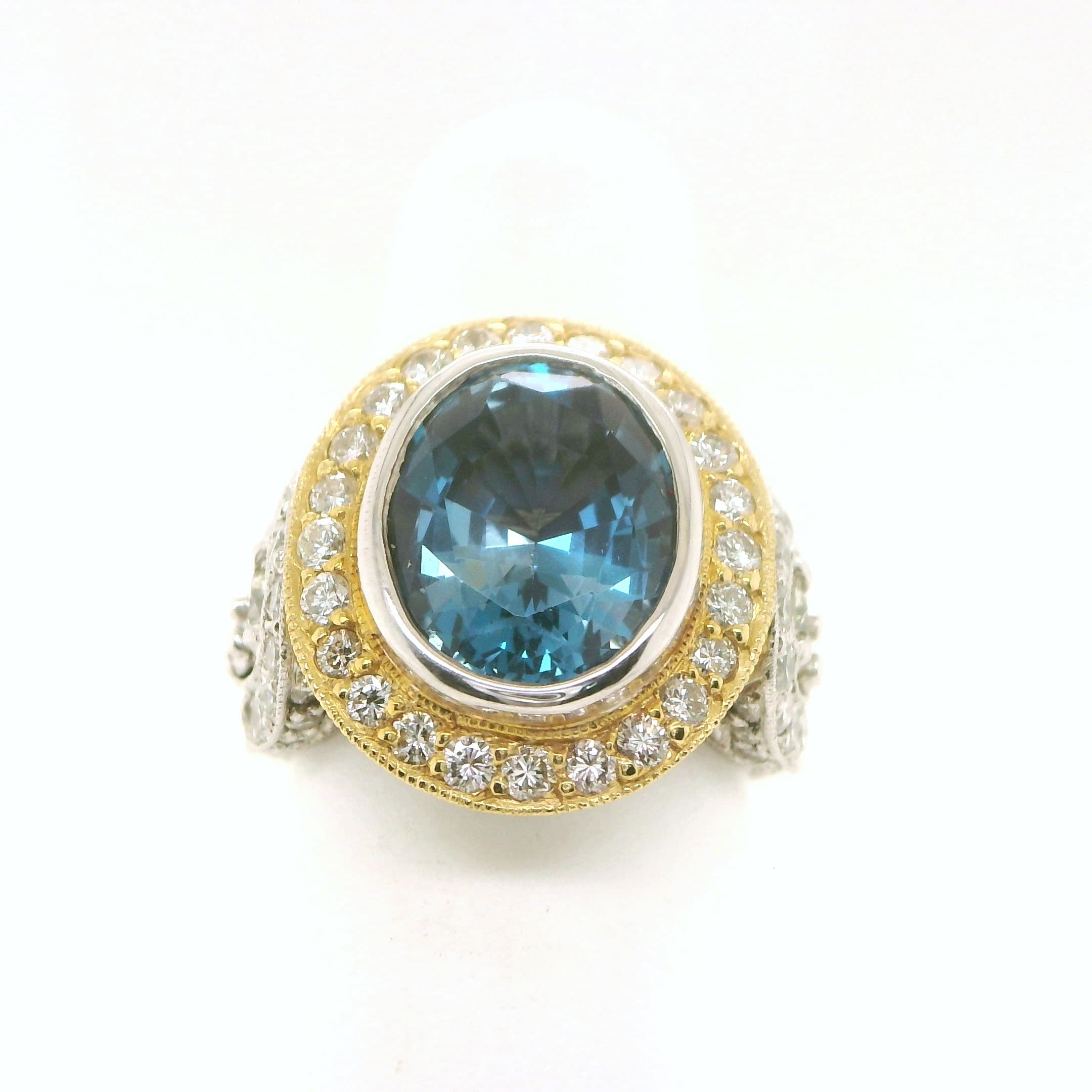 14K Two-Toned Gold Blue Topaz Ring - thumbnail 8