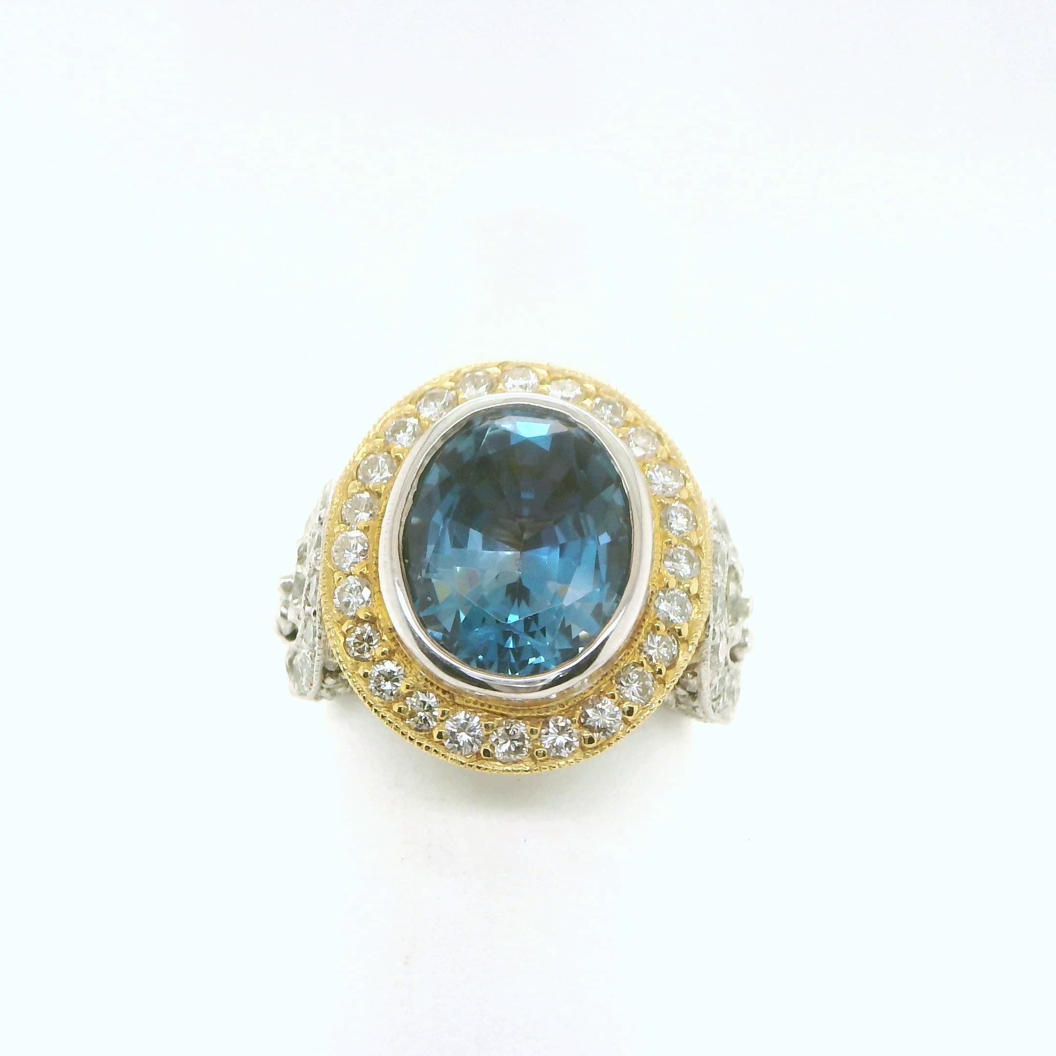 14K Two-Toned Gold Blue Topaz Ring - thumbnail 5