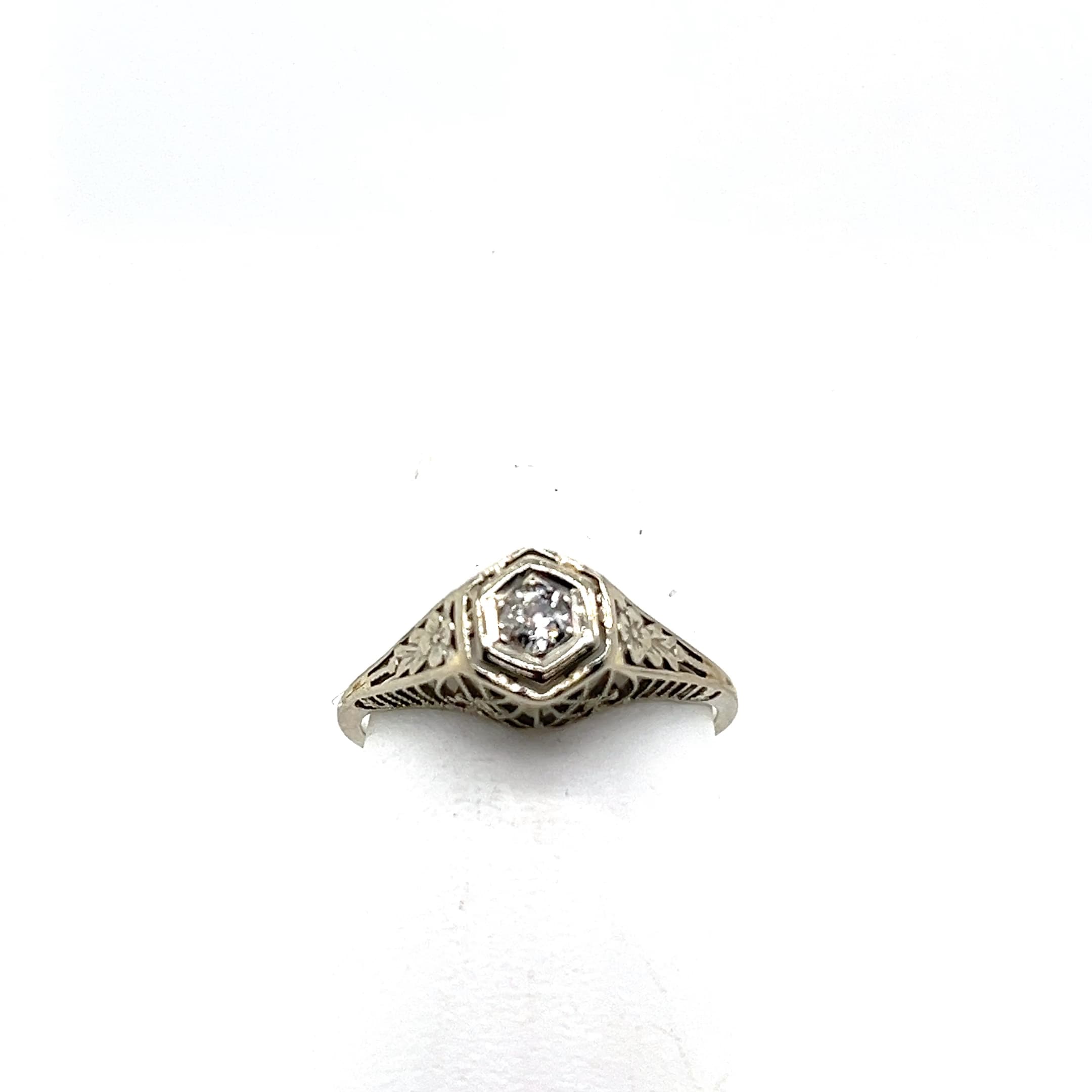 14K Filigree Diamond Ring