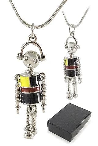 Headphone Robot Necklace Silver Shiny