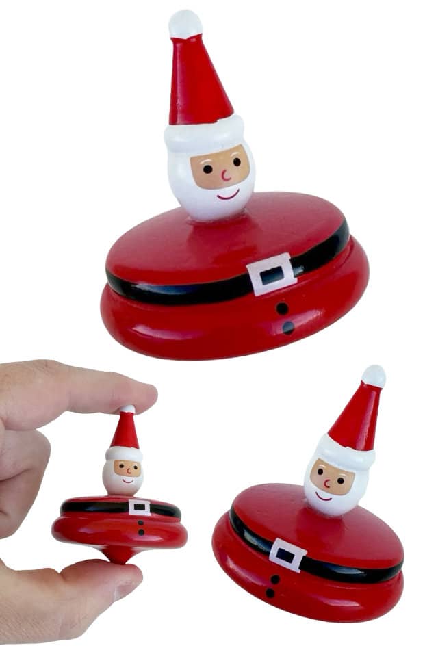 One Santa Wooden Top : Vintage Christmas : Spinning Toy