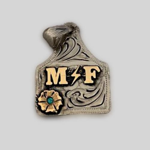 Pendant / Cow Tag – Custom Made – German silver – Hand Engraved - thumbnail 3