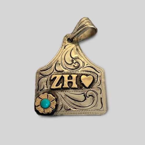 Pendant / Cow Tag – Custom Made – German silver – Hand Engraved - thumbnail 7