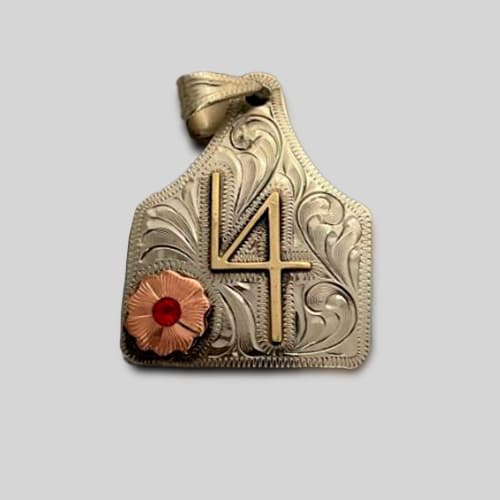 Pendant / Cow Tag – Custom Made – German silver – Hand Engraved - thumbnail 5