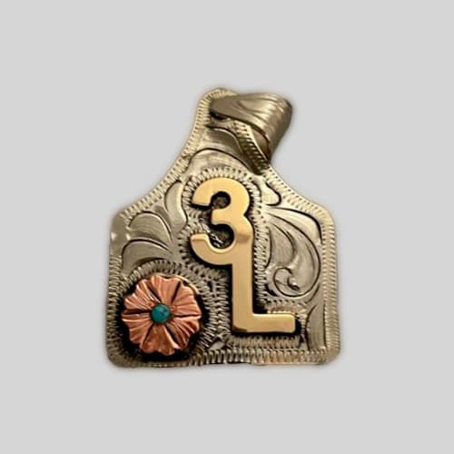 Pendant / Cow Tag – Custom Made – German silver – Hand Engraved - thumbnail 4
