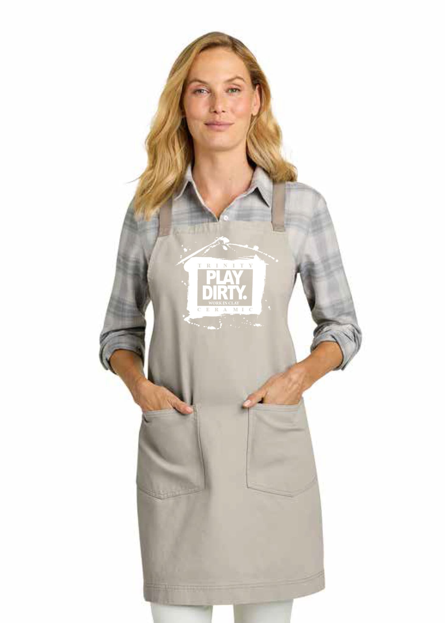 PLAY DIRTY APRON BROWN WITH WHITE LOGO