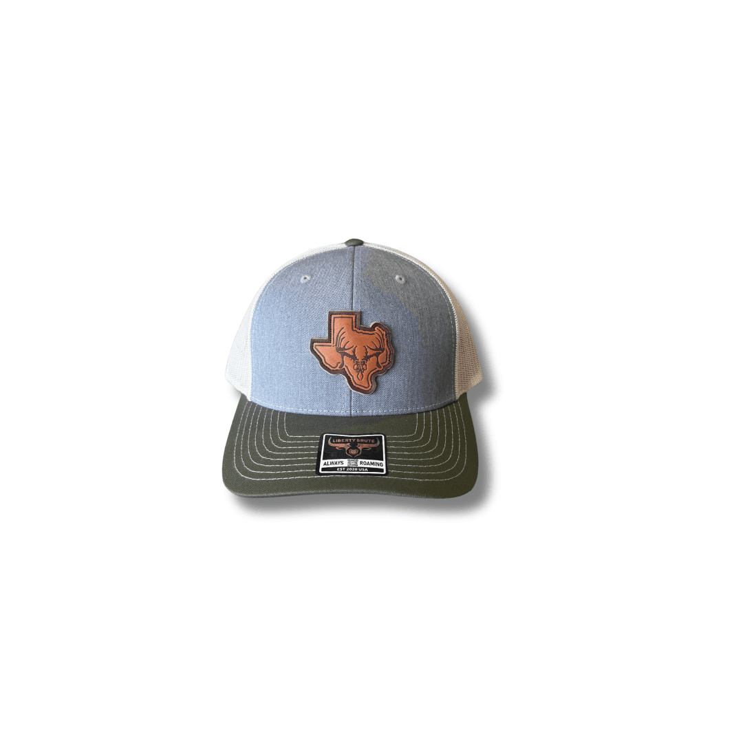 TTHA Skull Texas Leather Patch – Heather/WHT