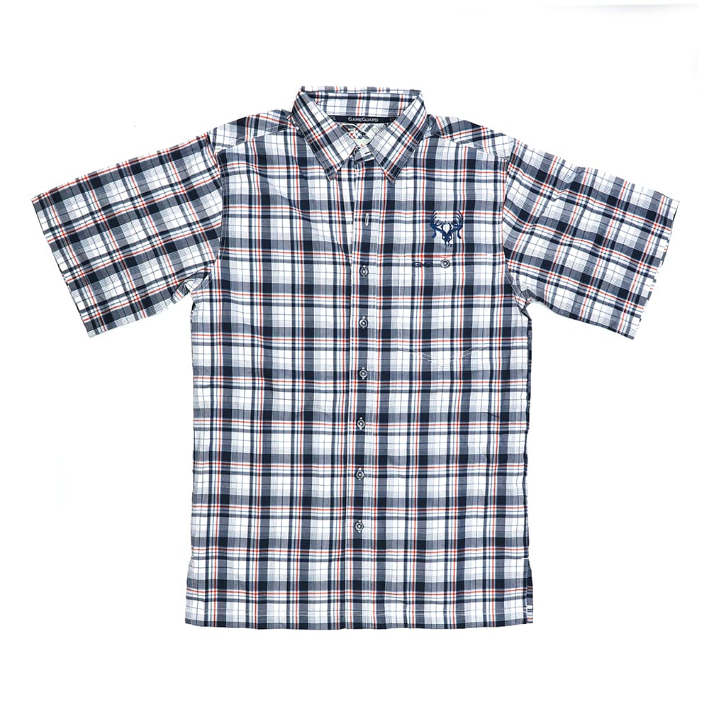 GameGuard Mens S/S T-Shirt – Blue/White/Red Plaid