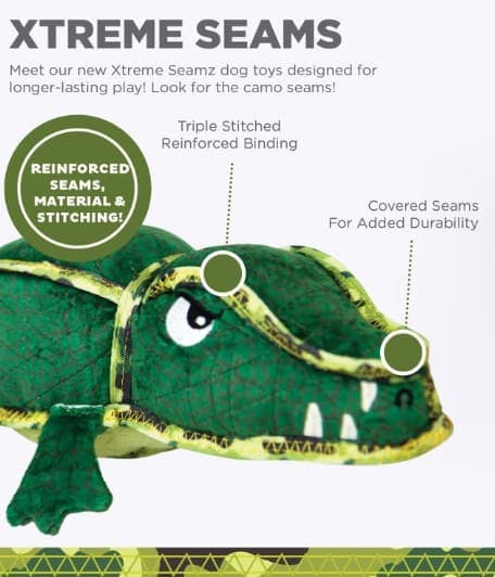 Outward Hound® Xtreme Seamz™ Alligator Dog Toy - thumbnail 2