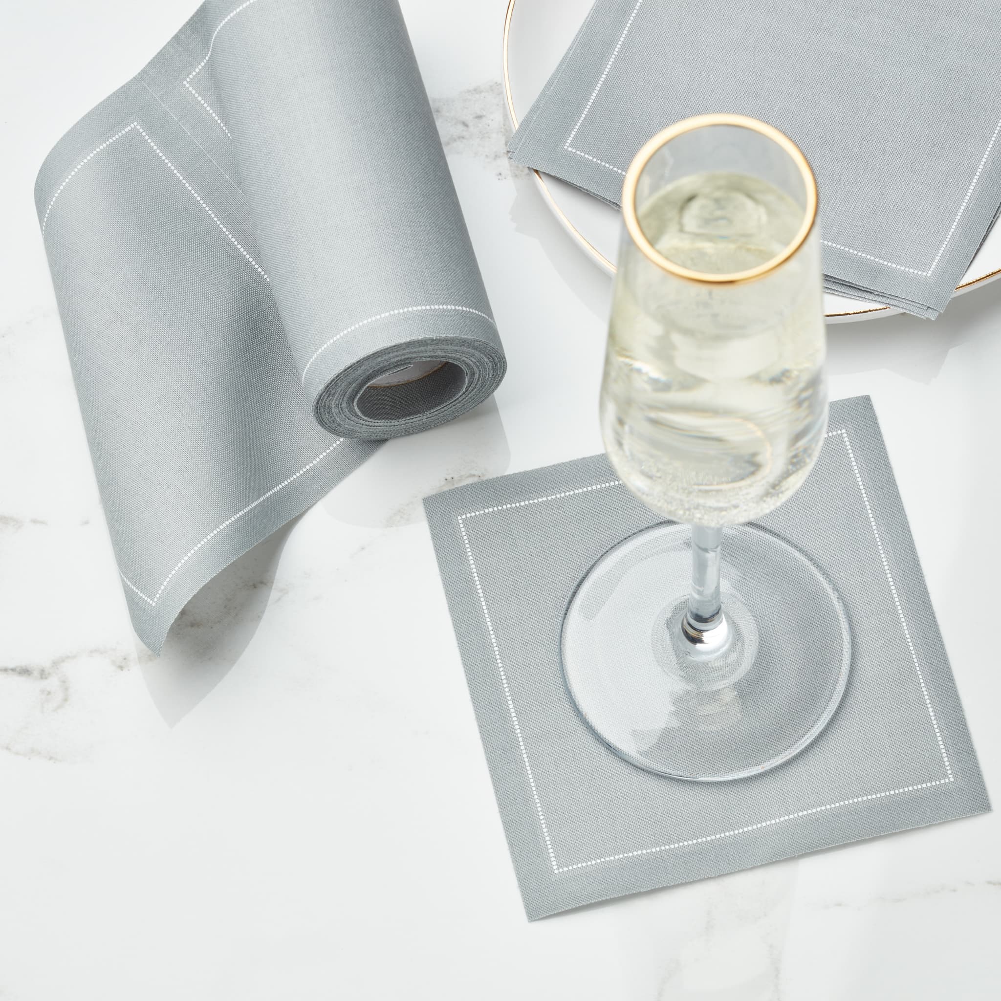 Grey Cotton Cocktail Napkins 50 Units – Set of 4