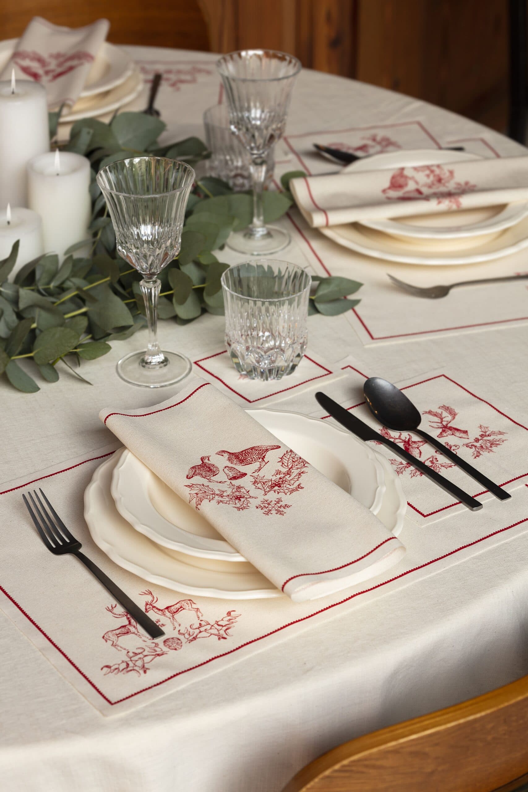 Ceramic Xmas Recycled Cotton Placemats 6 Units - thumbnail 2